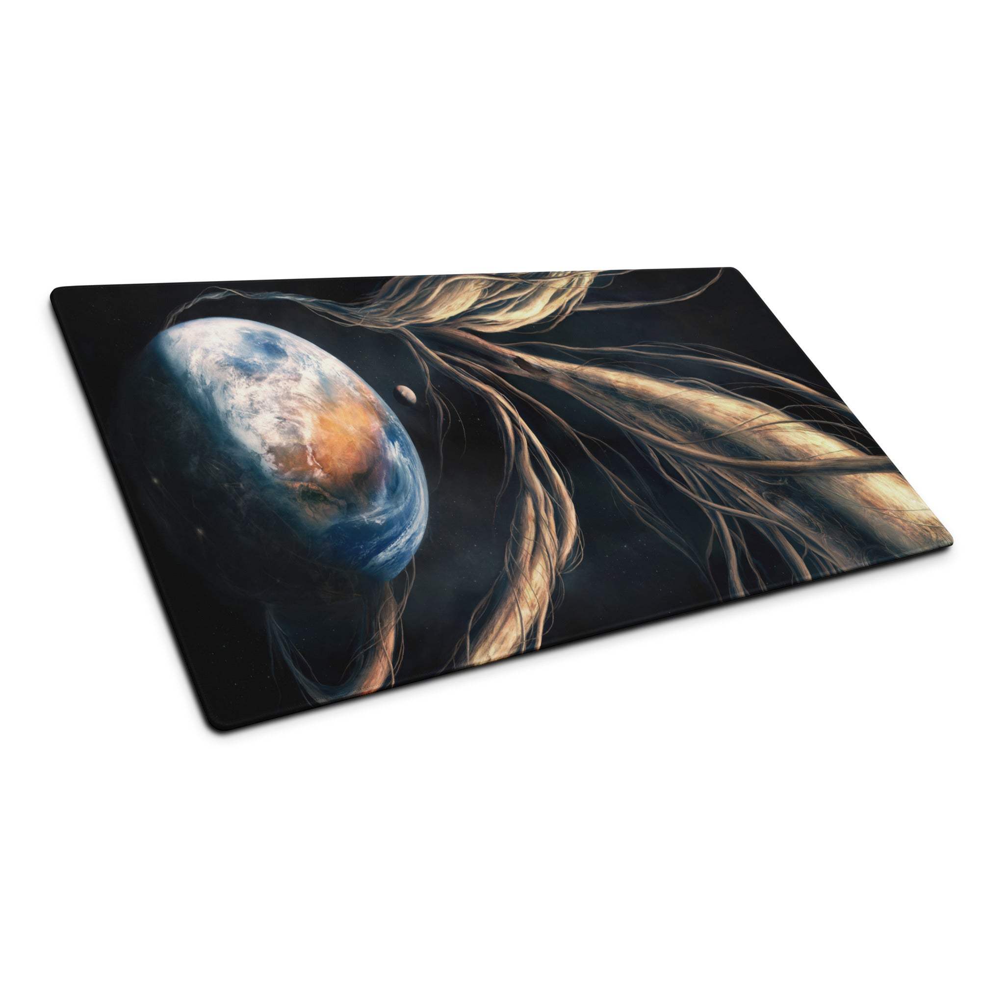 Cosmic Earth nebula gaming mouse pad with vivid design and non-slip backing