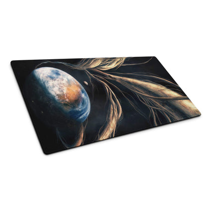 Cosmic Earth nebula gaming mouse pad with vivid design and non-slip backing