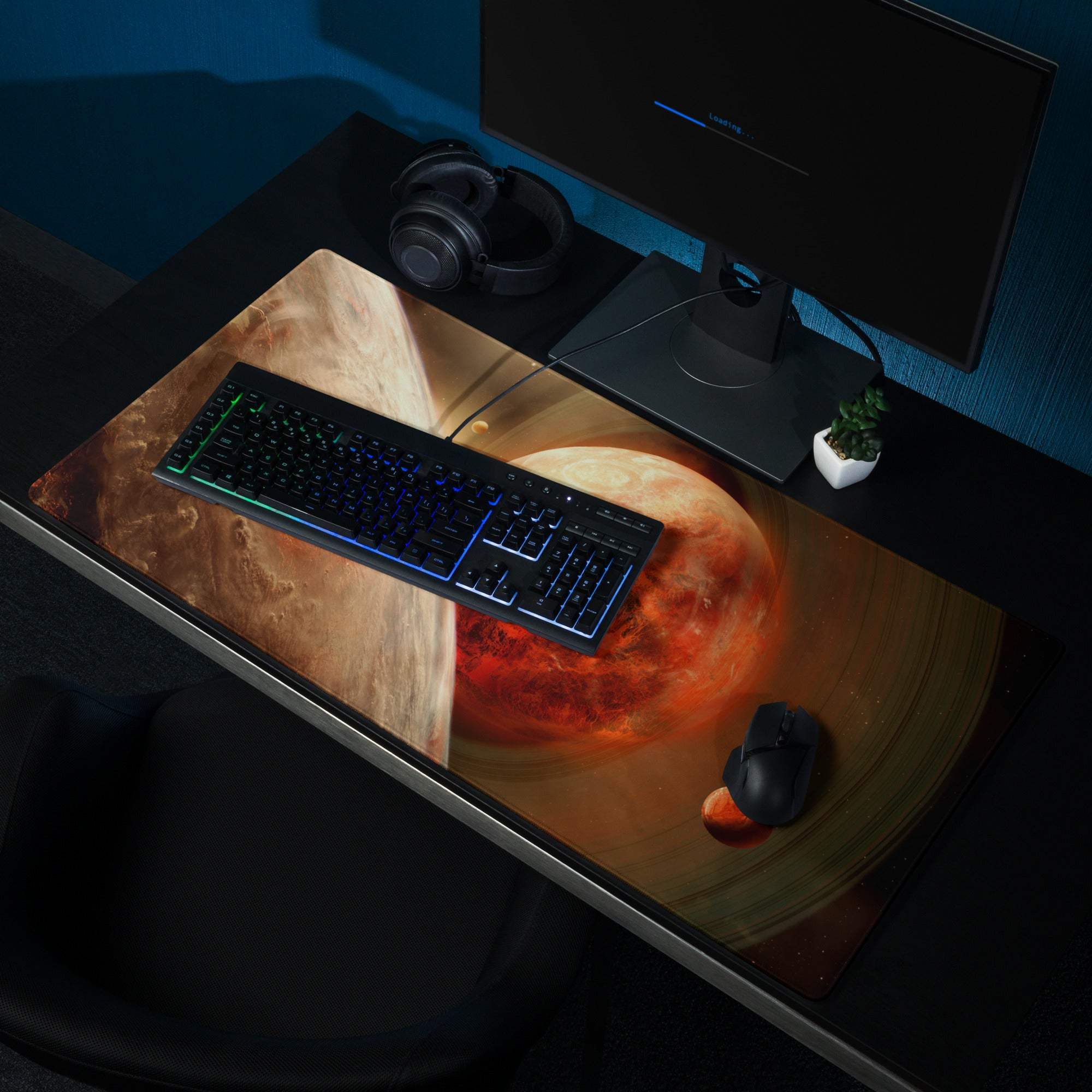 Large cosmic red planet Mars gaming mouse pad with non-slip backing