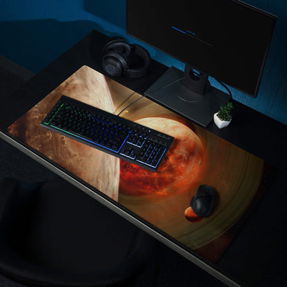 Large cosmic red planet Mars gaming mouse pad with non-slip backing