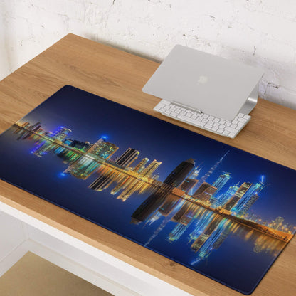 Sleek cityscape night glow large gaming mouse pad with Dota CSGO design