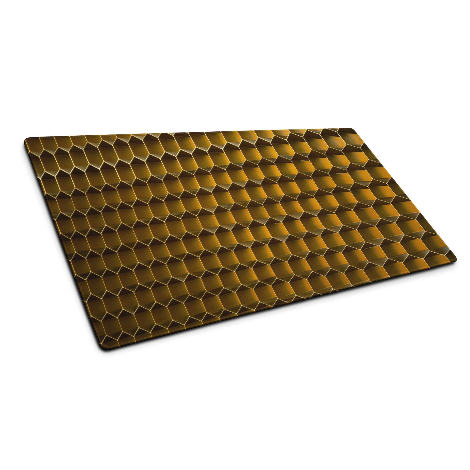 Lux gold hex honeycomb cutting board pattern on large gaming mouse pad