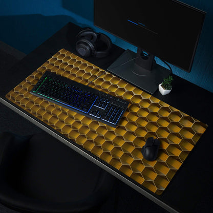 Golden honeycomb textured 3D gaming mouse pad with non-slip base