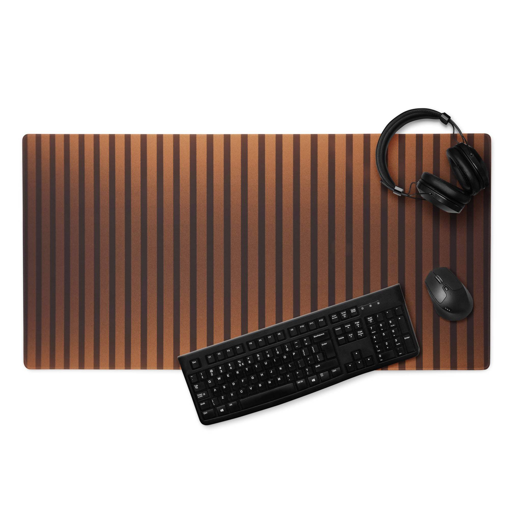 Copper Stripe large gaming mouse pad with brown stripes and gradient