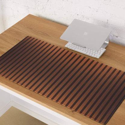 Copper Stripe large gaming mouse pad with brown stripes, non-slip backing