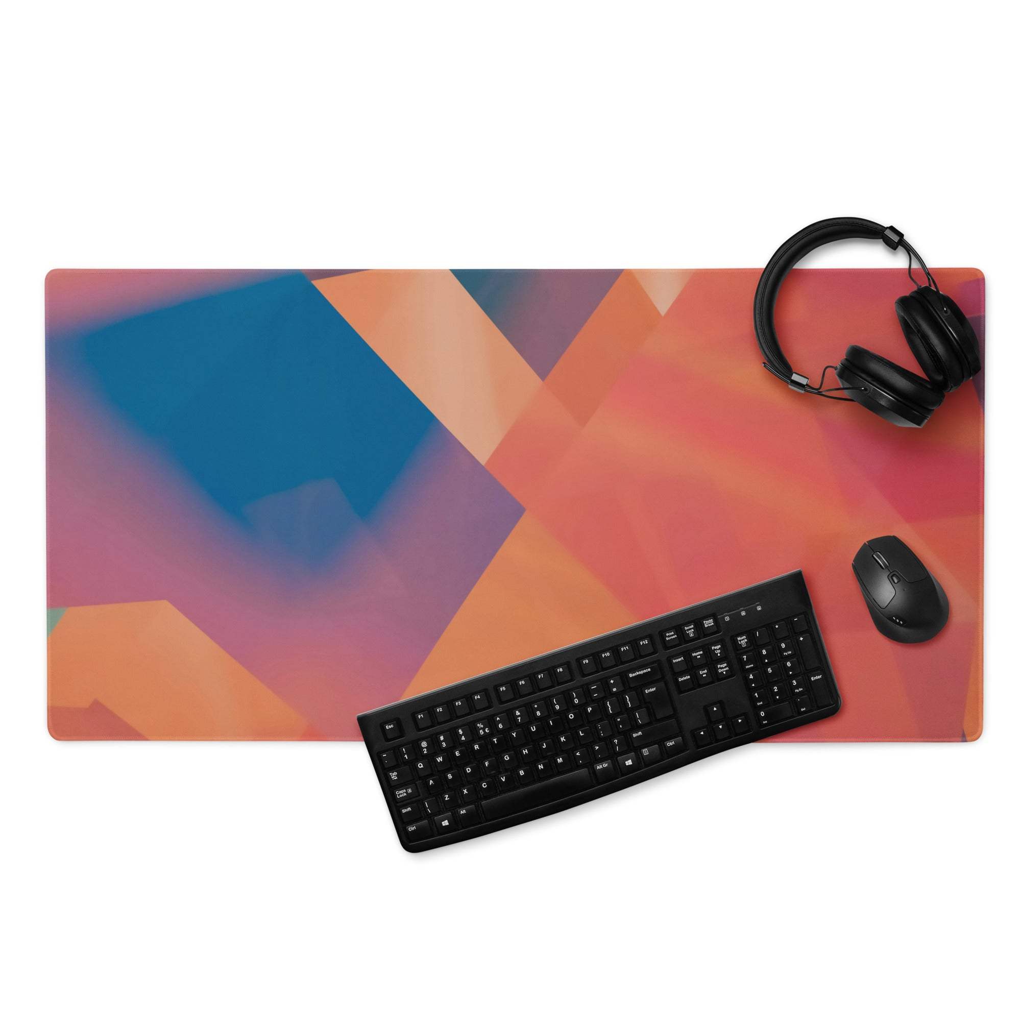 Geometric abstract colorful gaming mouse pad with large surface and non-slip base