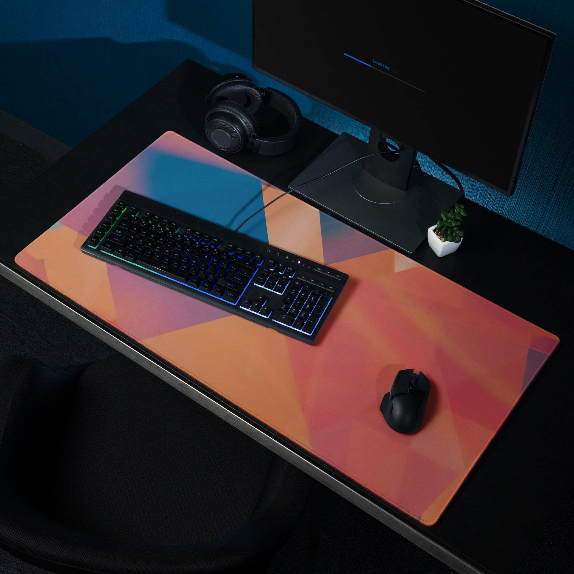 Vibrant geometric abstract colorful gaming mouse pad with large non-slip surface