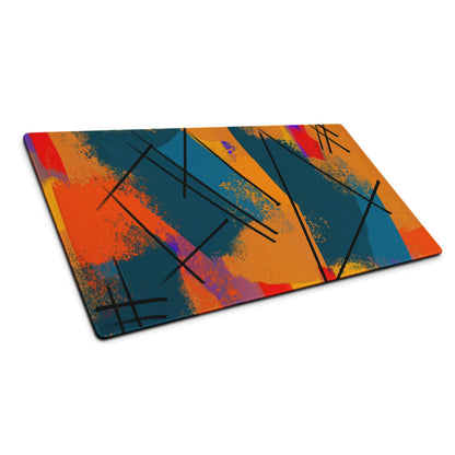 Vibrant orange teal black abstract glass cutting board mouse pad