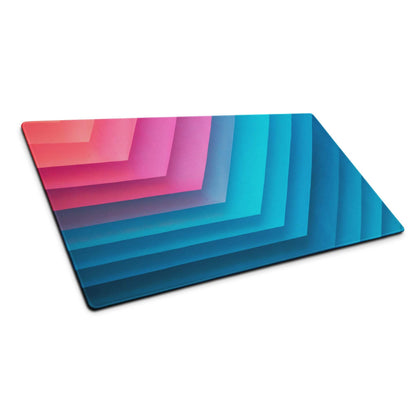 Gradient geometric pink to blue large gaming mouse pad with non-slip base