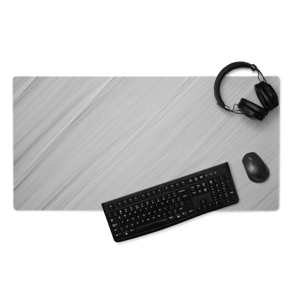 Gray marble-patterned rectangular Brushed Aluminum gaming mouse pad