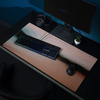 Serene Sunset gradient beige to brown gaming mouse pad, large non-slip