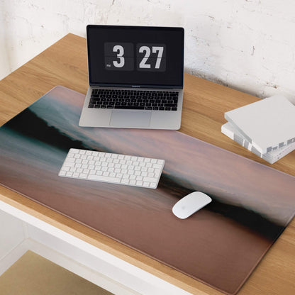 Serene Sunset gaming mouse pad with earthy gradient tones and non-slip base