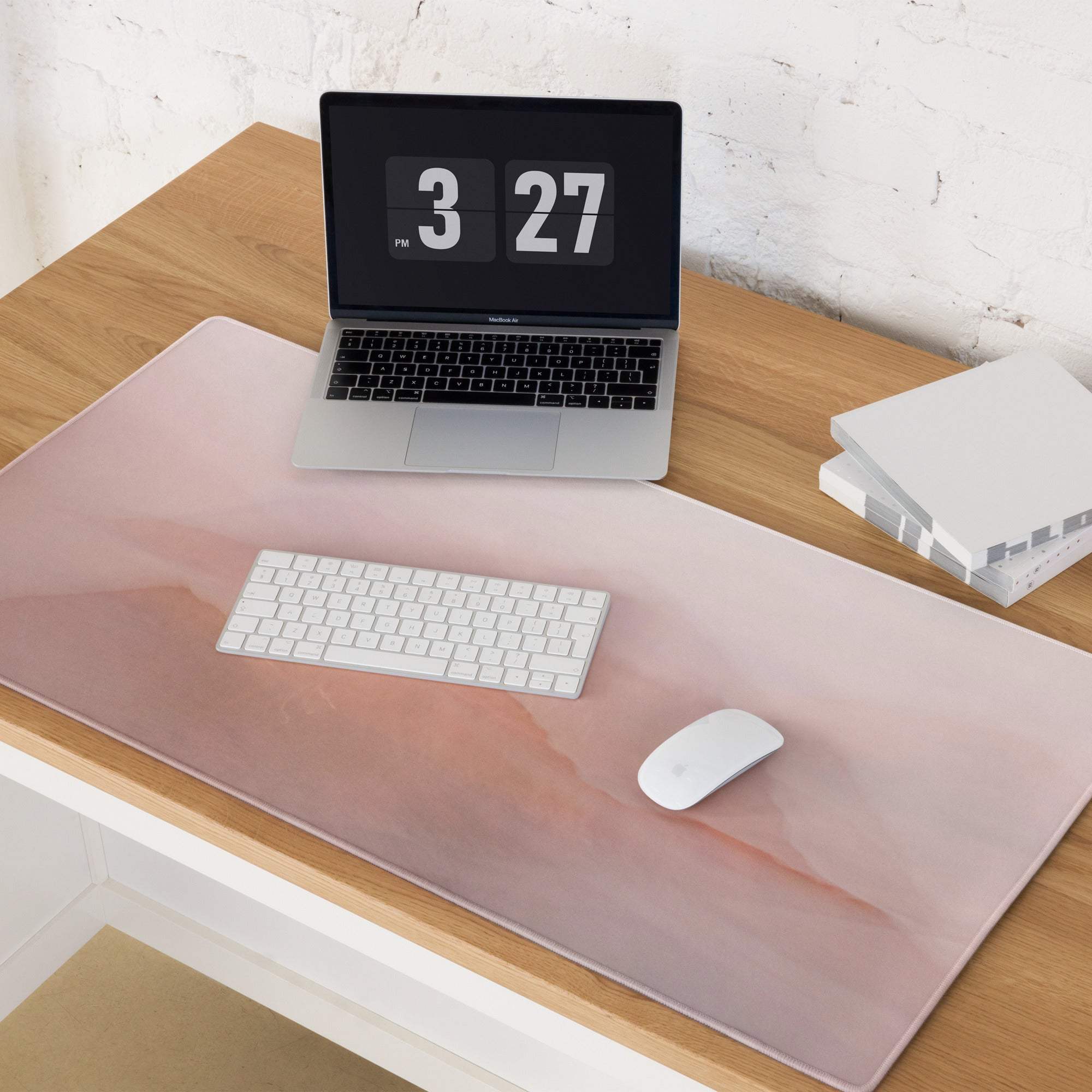 Sleek translucent pink large gaming mouse pad with marble gradient and non-slip surface