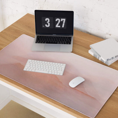 Sleek translucent pink large gaming mouse pad with marble gradient and non-slip surface