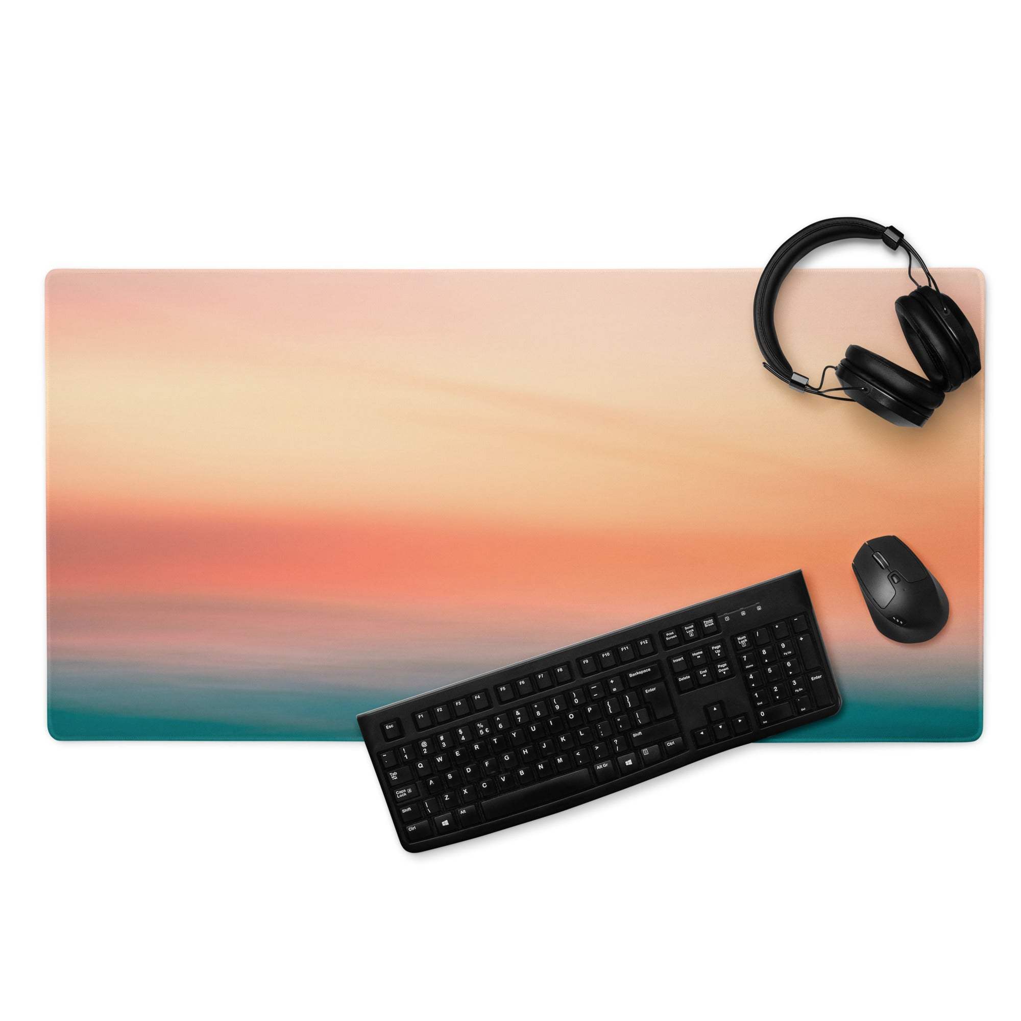 Premium sunset gradient large gaming mouse pad with non-slip base