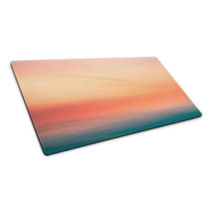 Premium sunset gradient rectangular glass cutting board, peach to teal, non-slip base