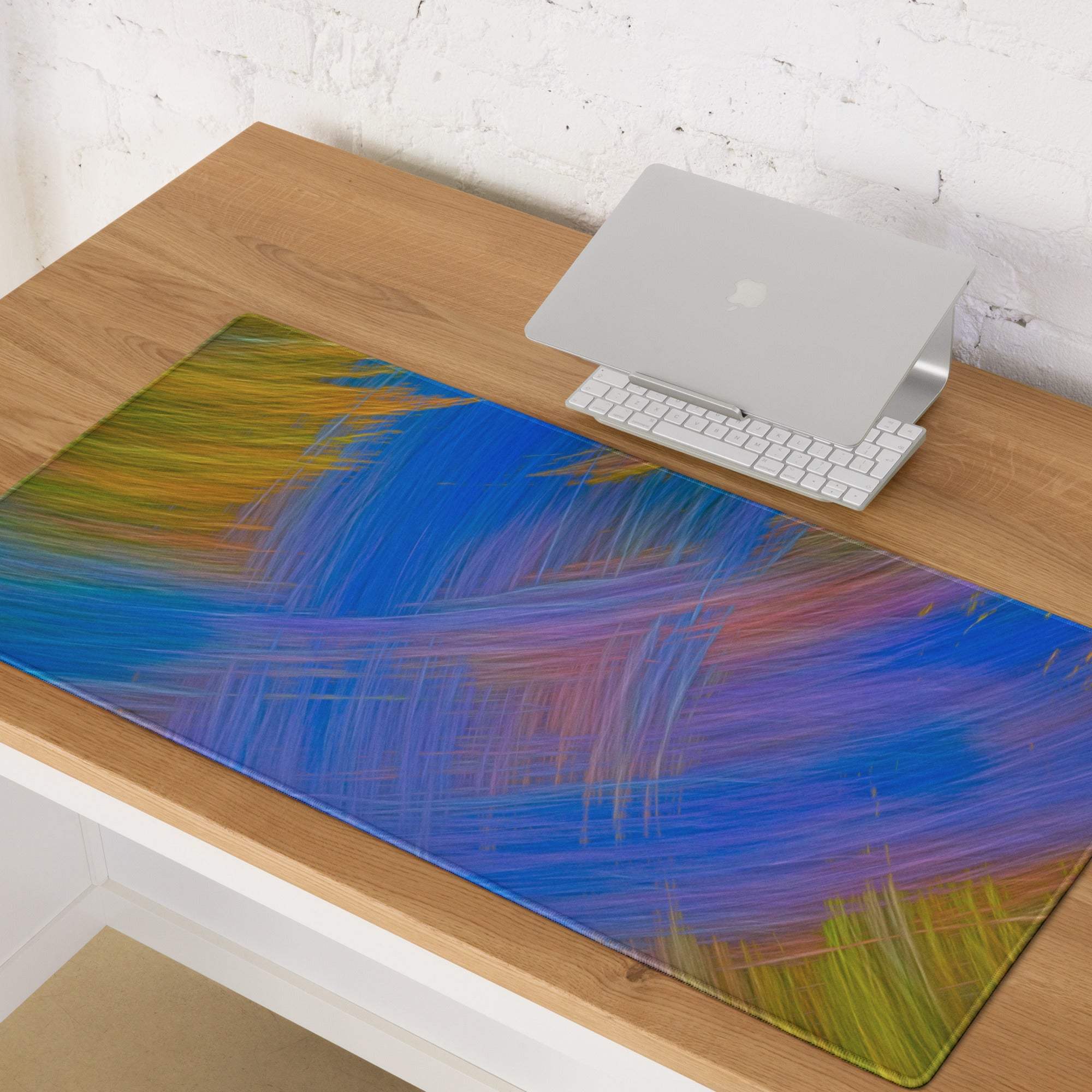 Vibrant abstract brushstrokes large gaming mouse pad with glossy finish