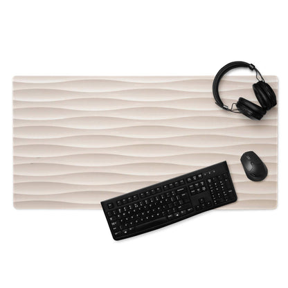 Cream beige wave textured gaming mouse pad with non-slip base