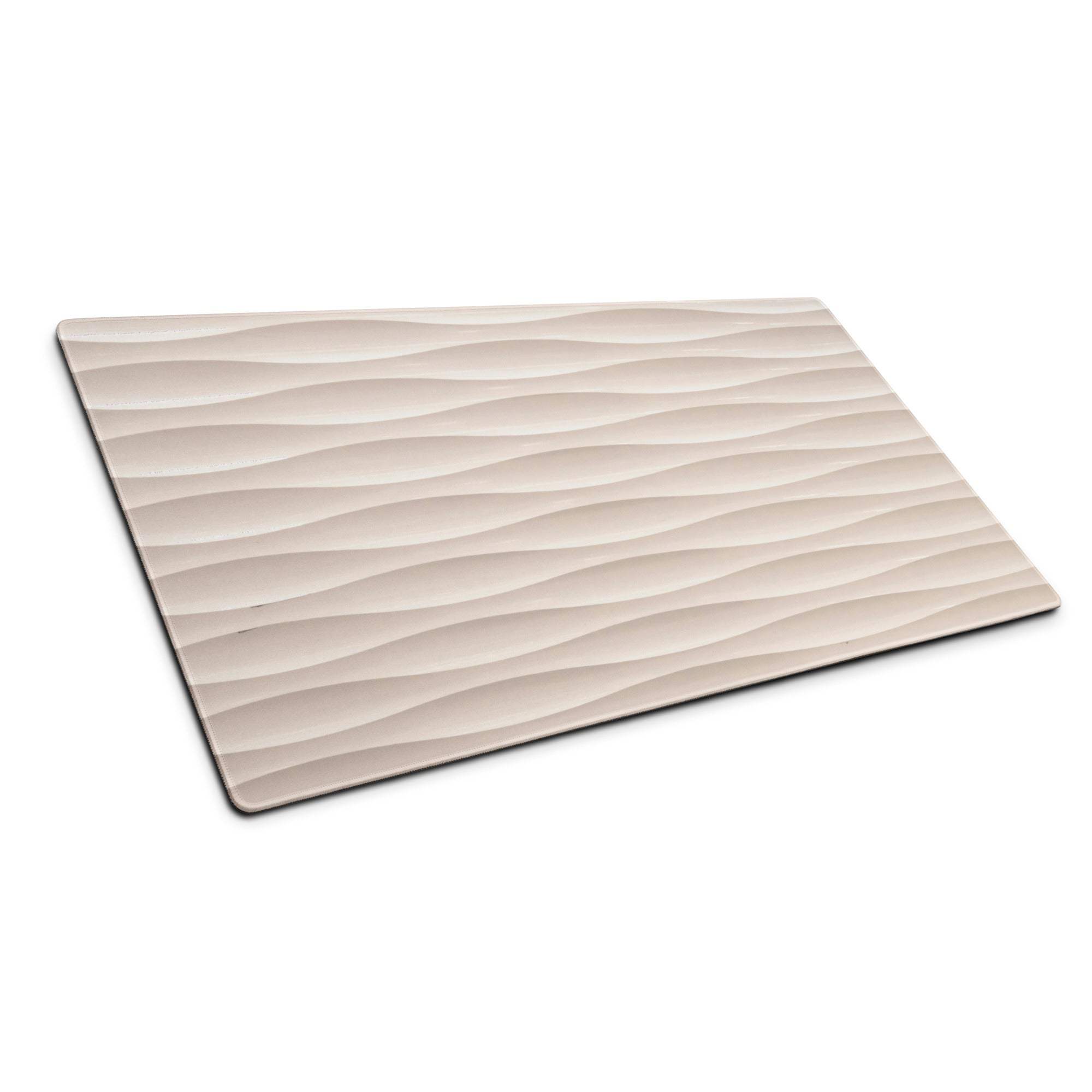 Cream beige wave textured gaming mouse pad with non-slip base