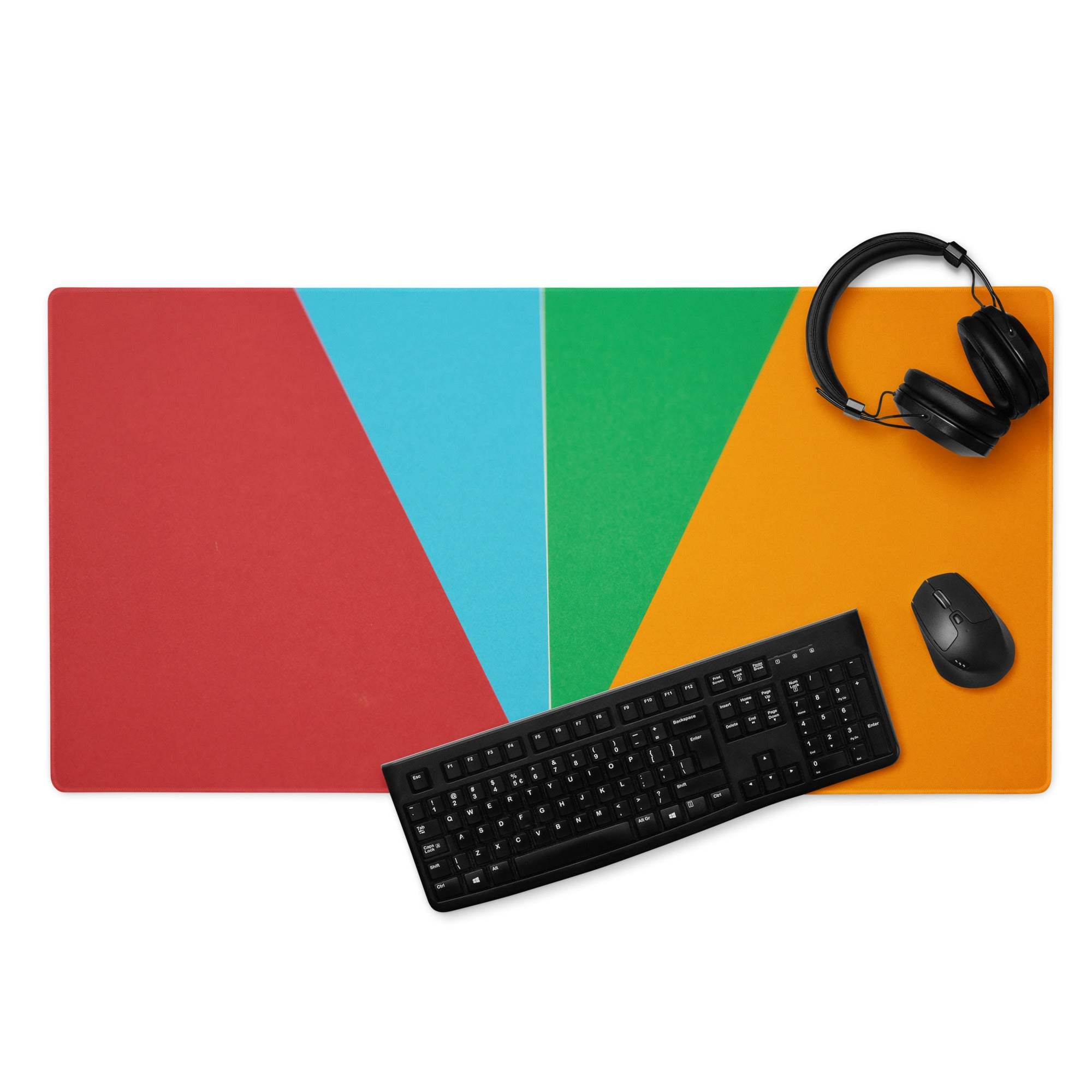 Vibrant abstract geometric color blocking large premium non-slip gaming mouse pad