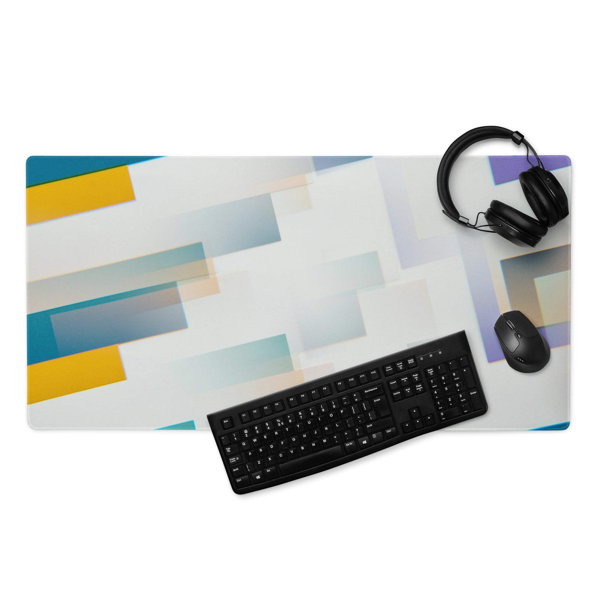 Large colorful abstract geometric gaming mouse pad with non-slip base