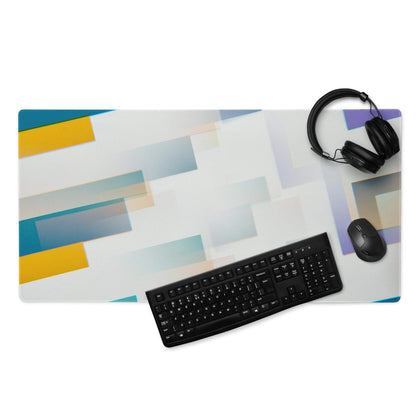 Large colorful abstract geometric gaming mouse pad with non-slip base