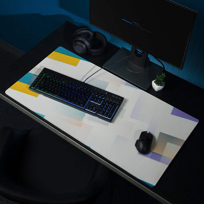 Large colorful abstract geometric gaming mouse pad with non-slip base