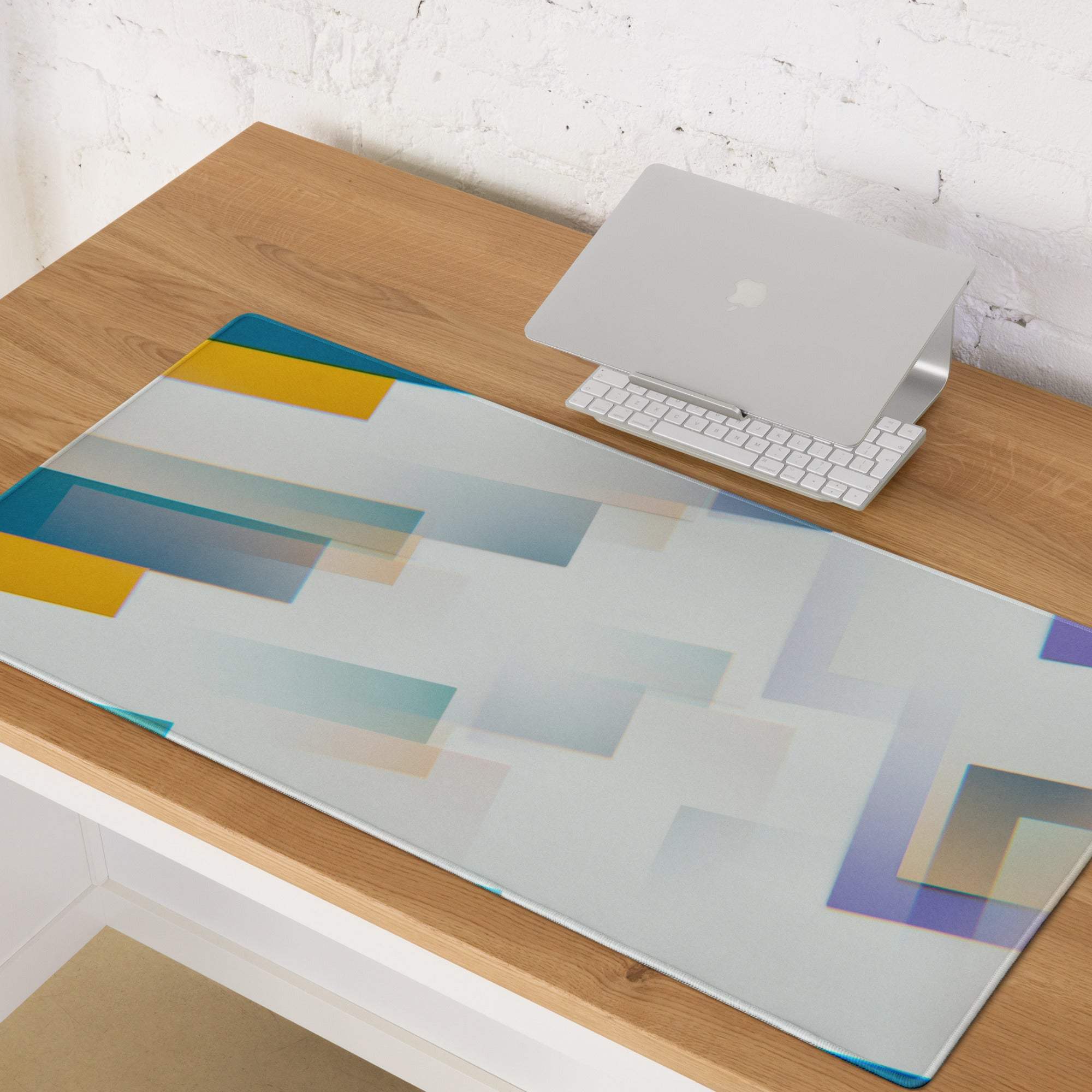 Large colorful abstract geometric gaming mouse pad with non-slip base