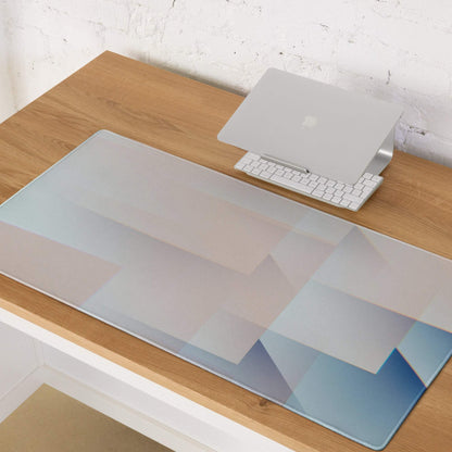 Transparent blue geometric design on large pastel gaming mouse pad