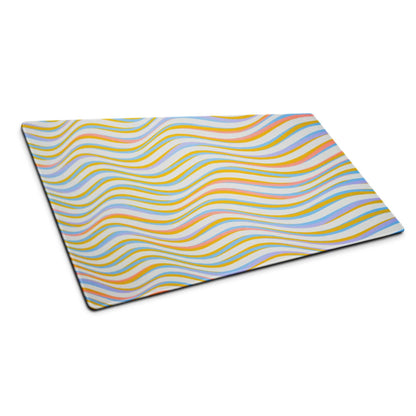 Vibrant wavy pastel yellow orange blue pink stripe glass cutting board