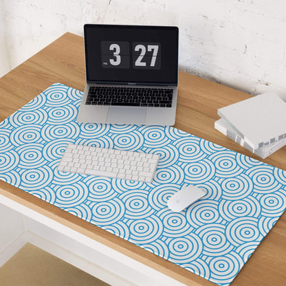 Blue geometric spiral circle pattern ocean gaming mouse pad desk mat
