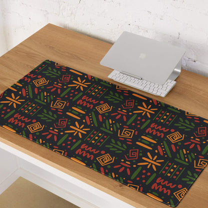 Dark backdrop large patterned orange green gaming mouse pad with non-slip backing