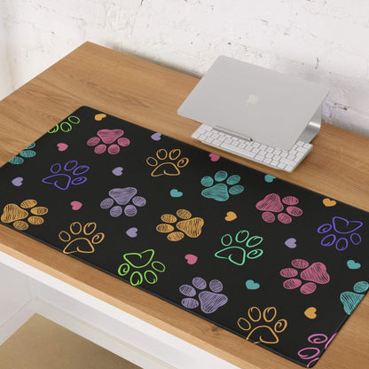 Colorful paw print large gaming mouse pad with non-slip base