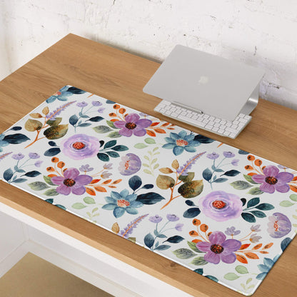 Floral watercolor gaming mouse pad large with non-slip base