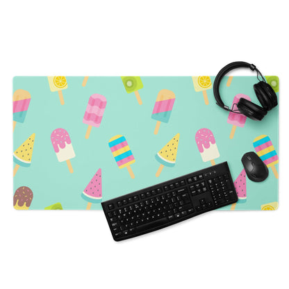 Playful mint green popsicle pattern large gaming mouse pad