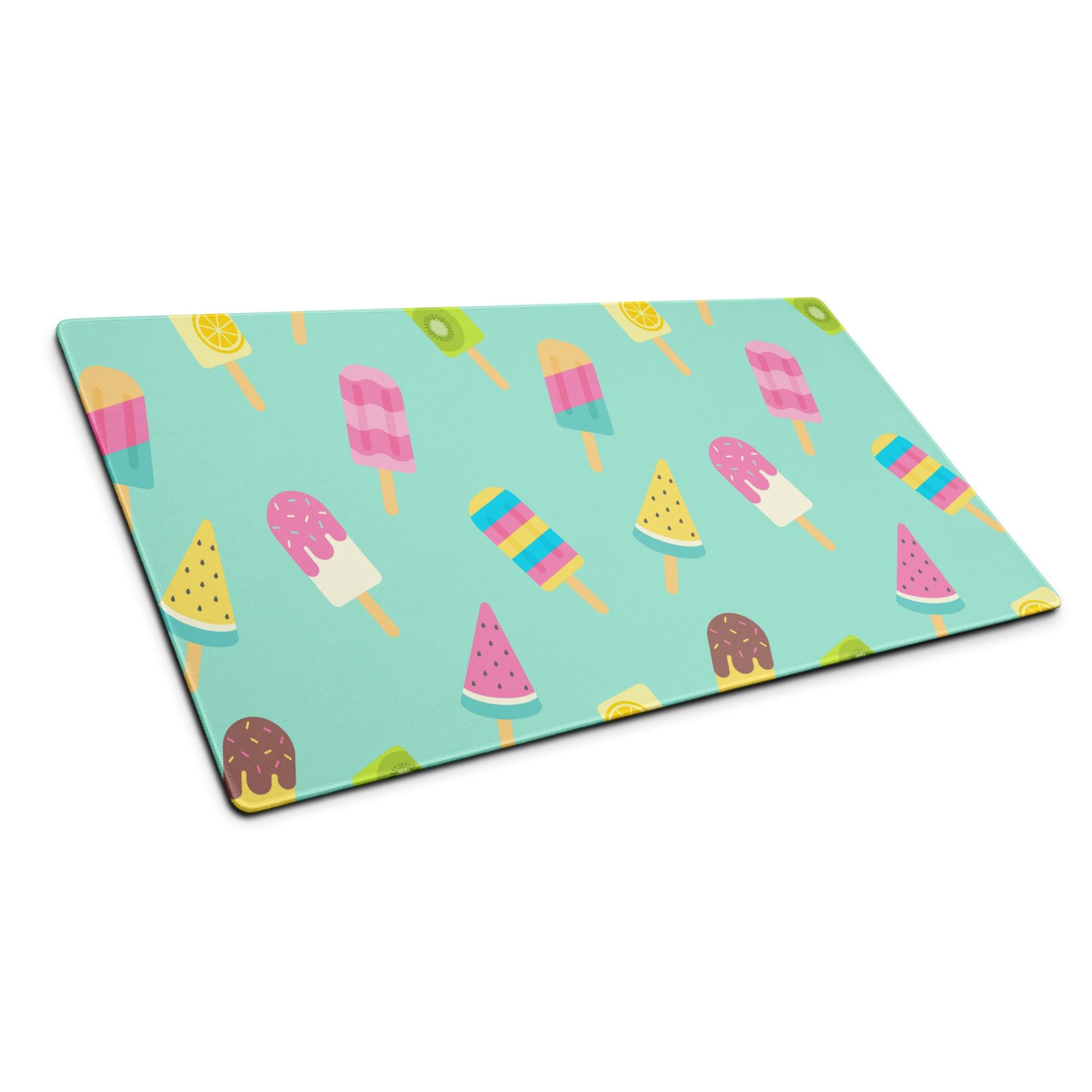 Playful mint green ice cream pattern gaming mouse pad with popsicles