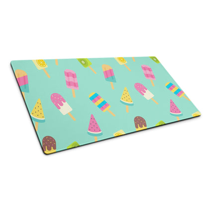 Playful mint green ice cream pattern gaming mouse pad with popsicles