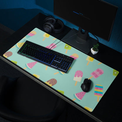Playful mint green ice cream pattern large gaming mouse pad