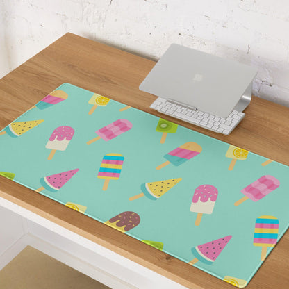 Vibrant mint green gaming mouse pad with popsicles, watermelon pattern