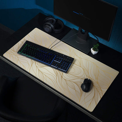 Luxury gold leaf beige gaming mouse pad with non-slip base
