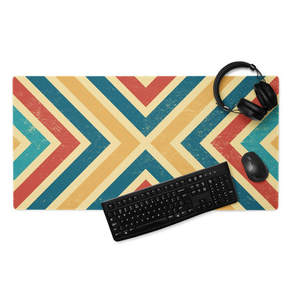 Vibrant retro geometric chevron gaming mouse pad large non-slip multicolor