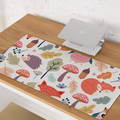 Colorful whimsical woodland animals gaming mouse pad with forest design