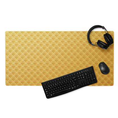 Elegant gold scallop pattern gaming mouse pad with non-slip base