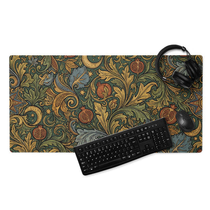 Ornate vintage pomegranate floral gaming mouse pad large non-slip base