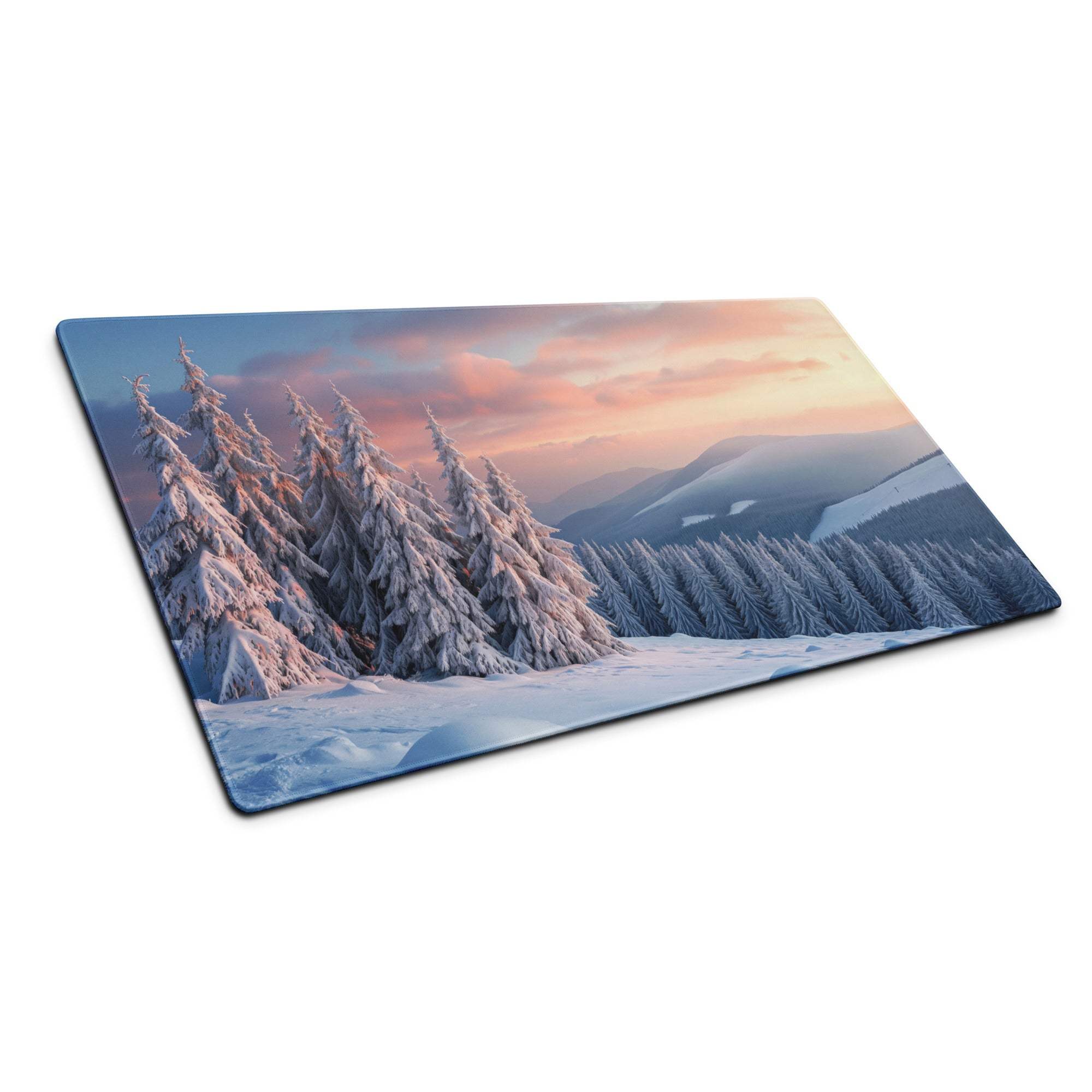 Winter forest snowy landscape rectangular cutting board mouse pad with non-slip base