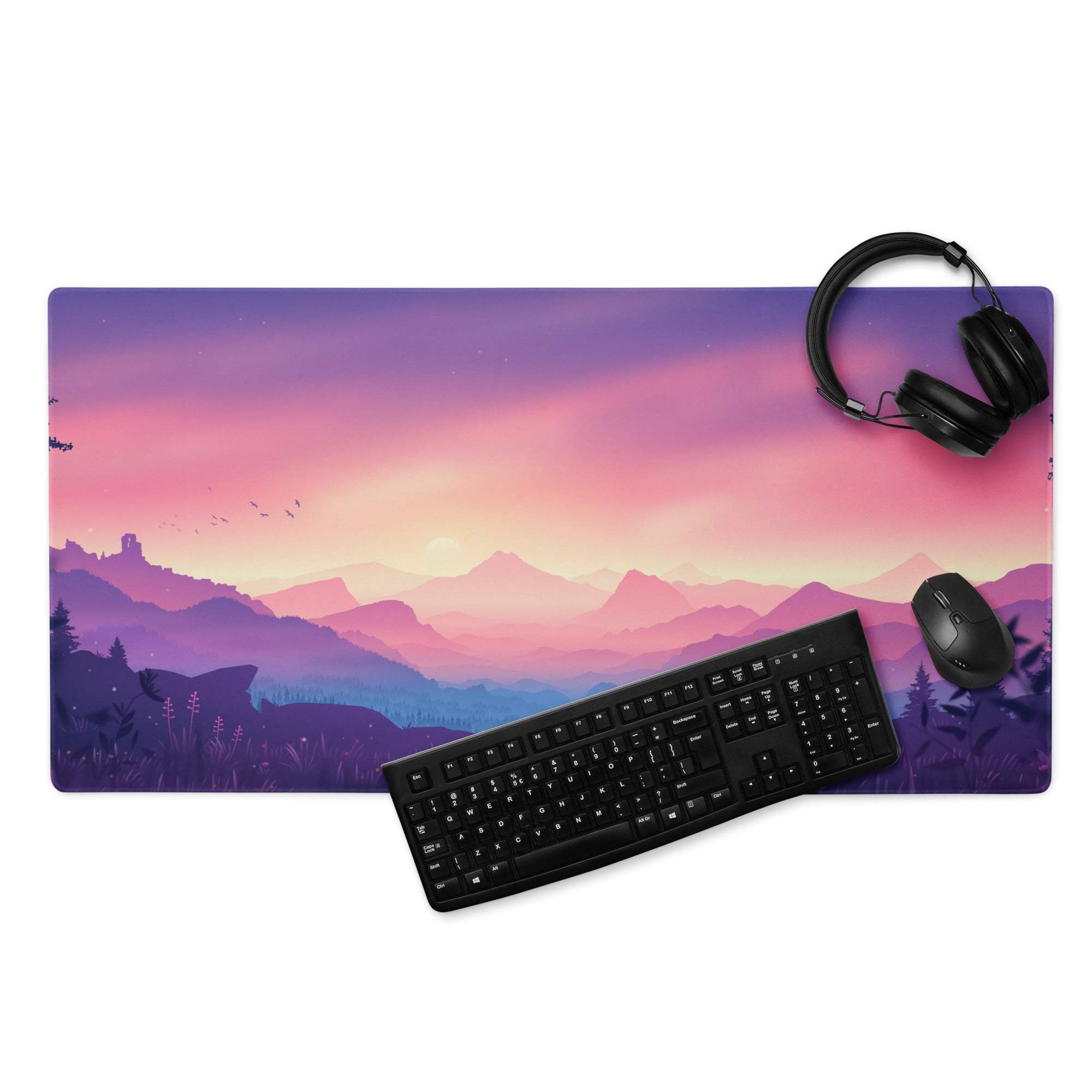 Dreamy Mountain Landscape Sunset Hues gaming mouse pad, large non-slip