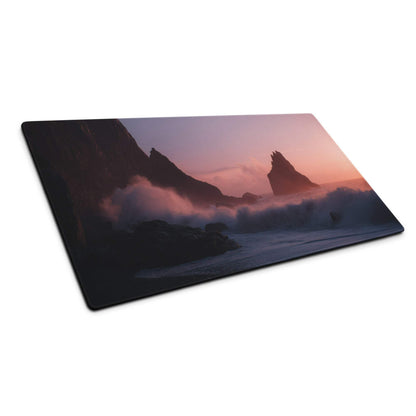 Sunset ocean large pro gaming mouse pad with vivid coastal scene