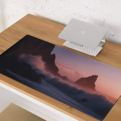 Sunset Ocean large pro gaming mouse pad with coastal sunset cliffs