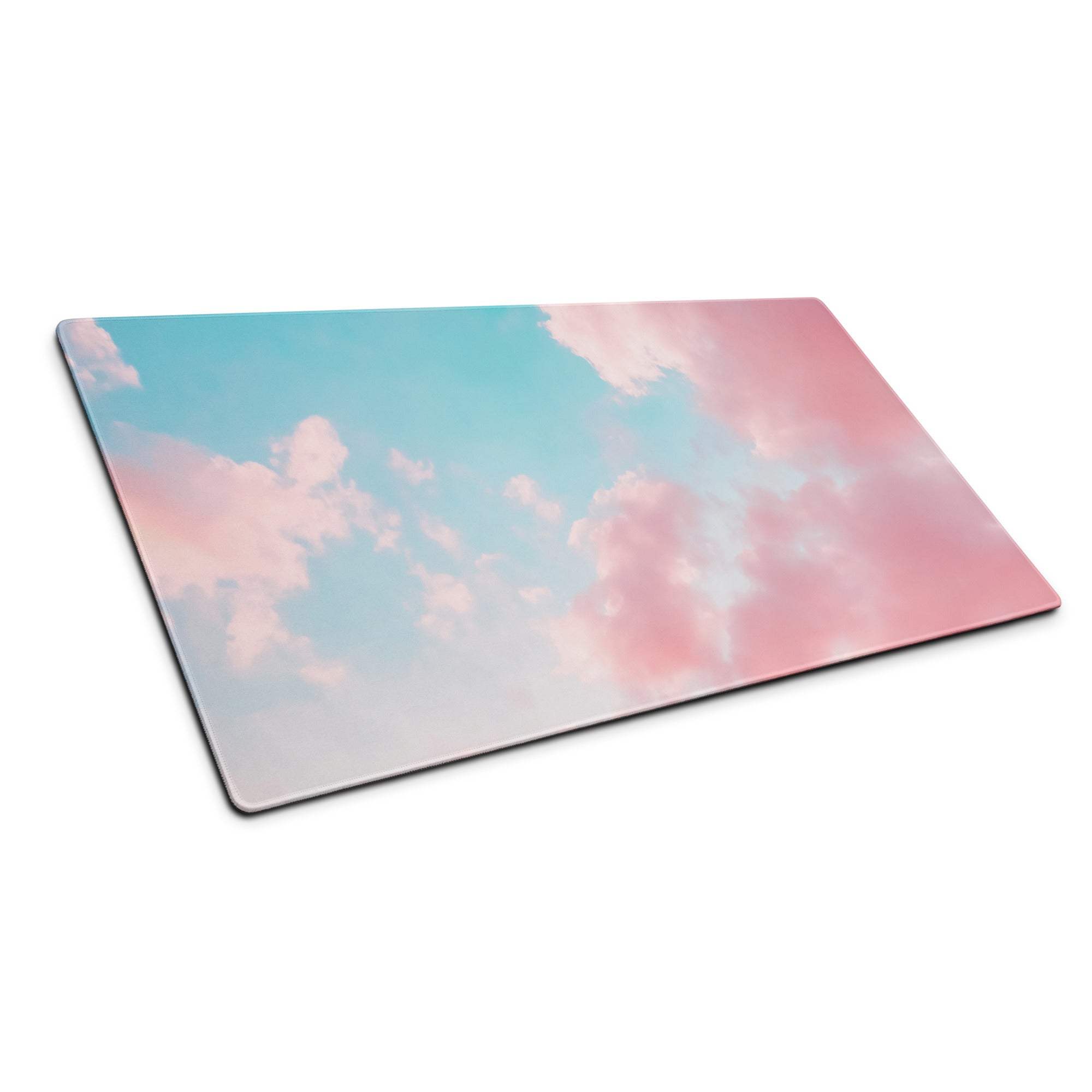 Premium large pastel pink blue sky clouds non-slip gaming mouse pad