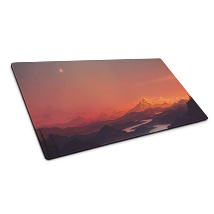 Vibrant sunset mountain gaming mouse pad with non-slip bottom